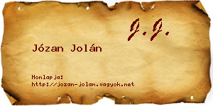 Józan Jolán névjegykártya